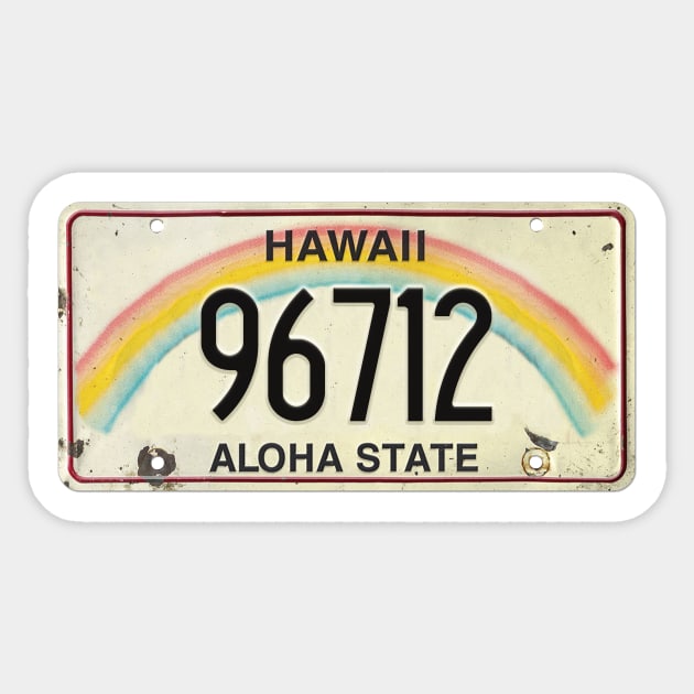 96712 Vintage Hawaii License Plate Sticker by HaleiwaNorthShoreSign